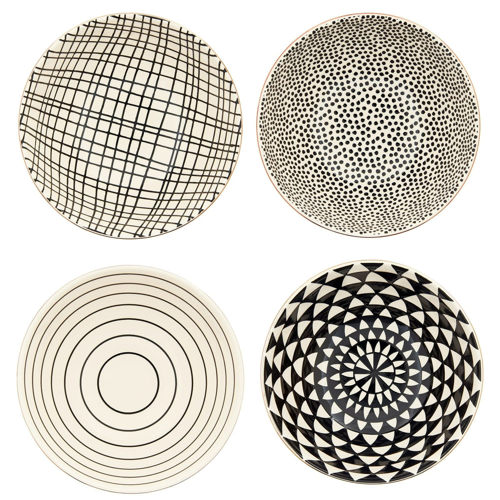 Thyme & Table Servware Black & White Assorted Stoneware Round Bowls, 4 Pack EasyOptionXY LLC