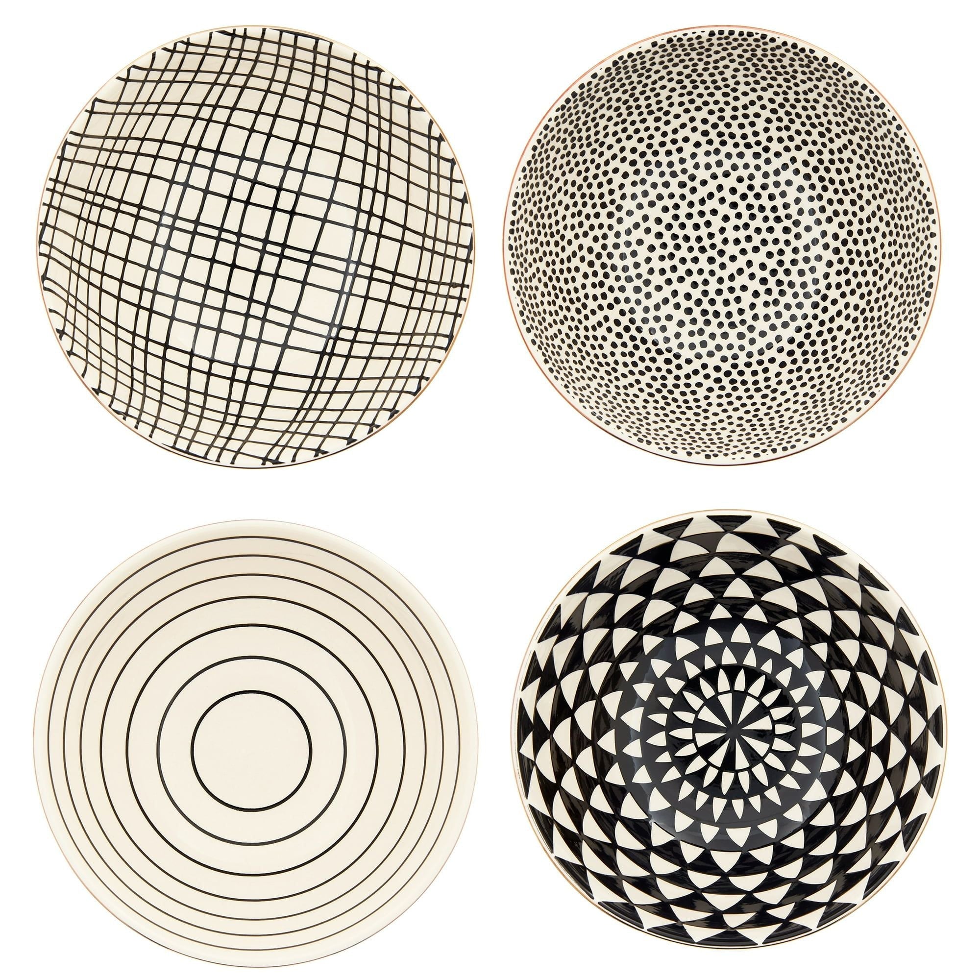 Thyme & Table Servware Black & White Assorted Stoneware Round Bowls, 4 Pack EasyOptionXY LLC