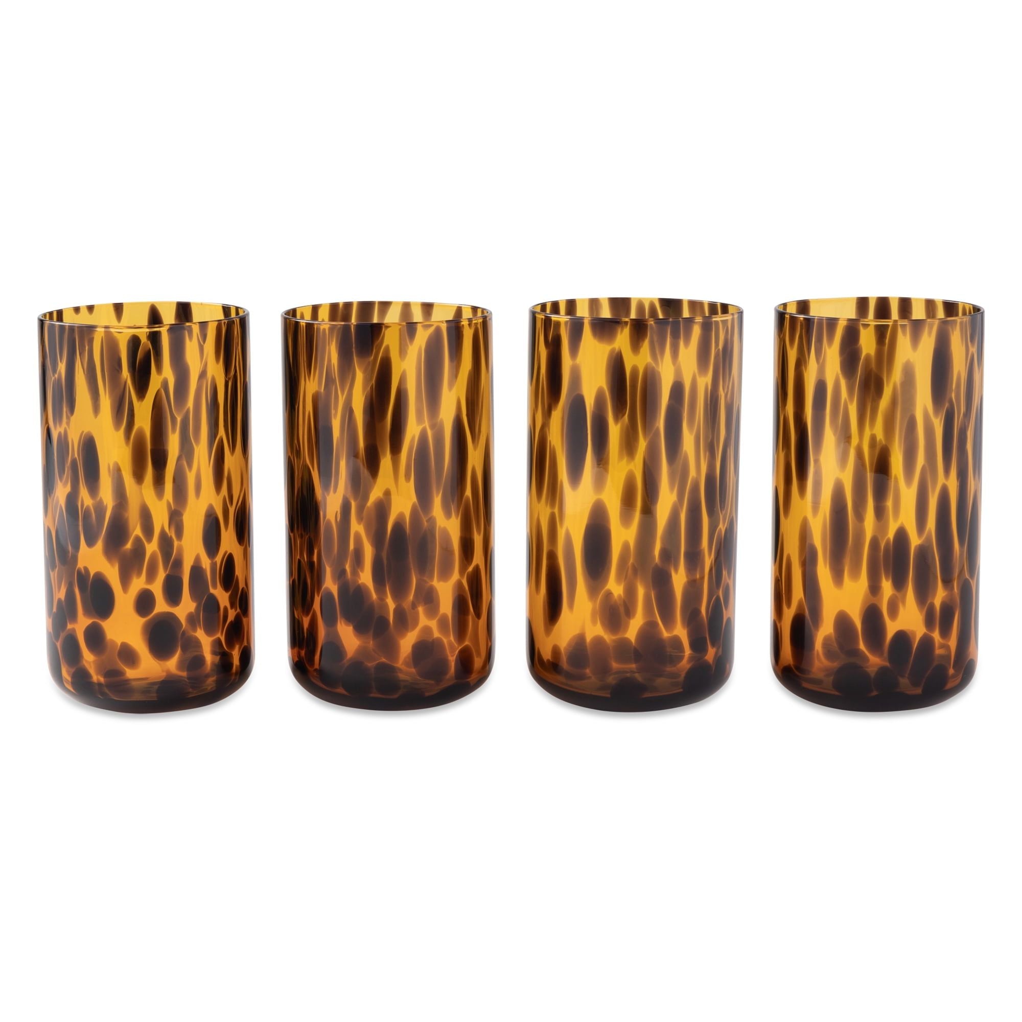 Thyme & Table 4-Piece 20oz Tortoise Brown Drinking Glass Set EasyOptionXY LLC