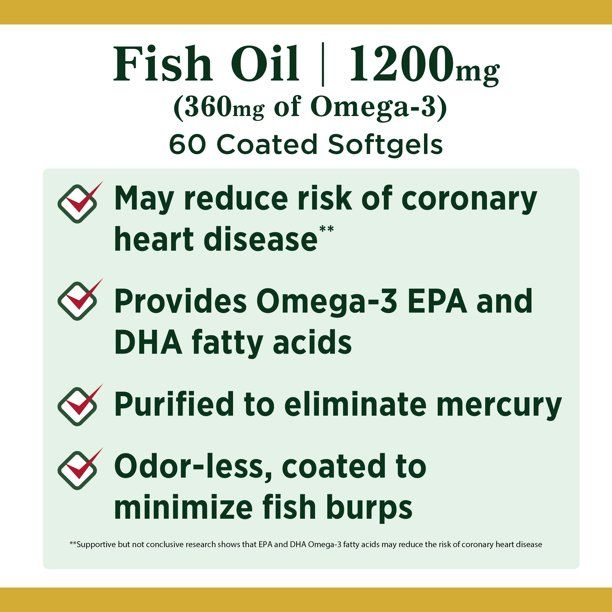 Nature's Bounty Fish Oil With Omega 3 Softgels; 1200 mg; 60 Count EasyOptionXY LLC