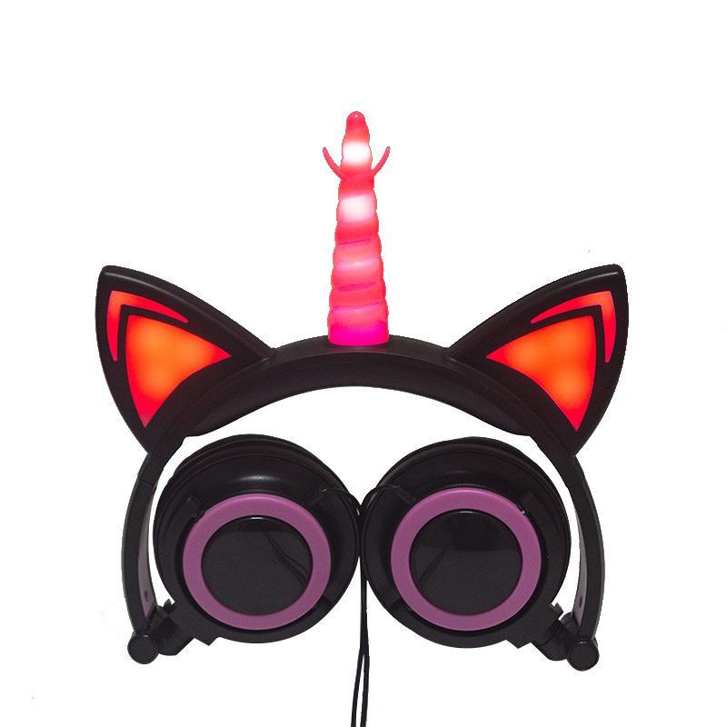 Luxury New Popular Esonstyle Kids Headphones Over Ear with LED Glowing Cat Ears,Safe Wired Kids Headsets 85dB Volume Limited, Food Grade Silicone, 3.5mm Aux Jack, Cat-Inspired Purple Headphones for Girls and Kids - SJB-DIAMOND ELITES