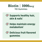 Nature's Bounty Biotin Gummies; Multi-Flavored; 1000 mcg; 110 Count