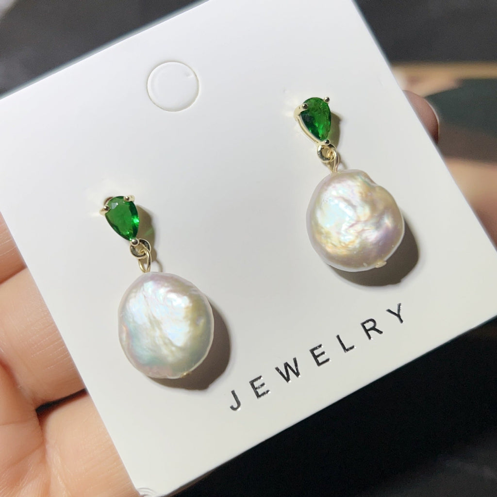 Classic Double Bead Baroque Stud Earrings Pi-Mart