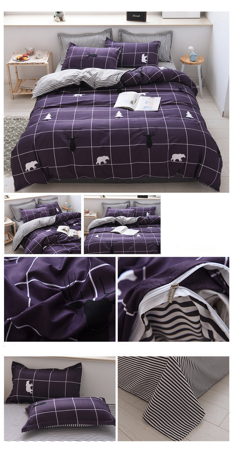 Net Celebrity Quilt Cover Girl Heart Dormitory Bed Three-Piece Set Pi-Mart