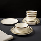 Thyme & Table Everest Collection 12-Piece Stoneware Dinnerware Set, White EasyOptionXY LLC