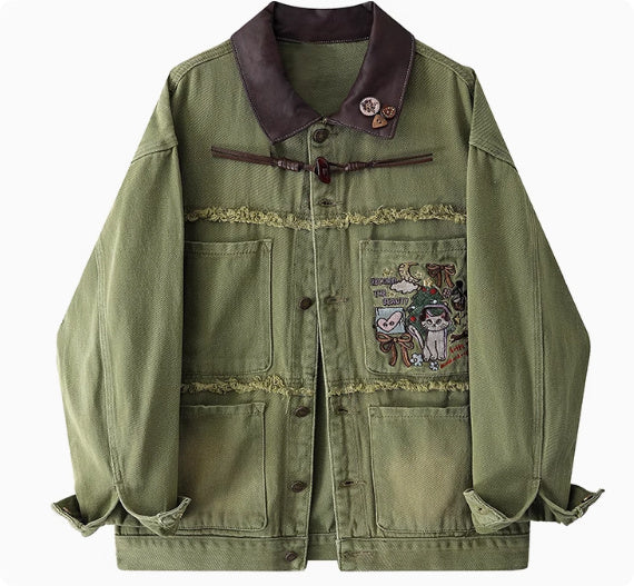 Original Children's Fun Embroidered Brushed Denim Jacket For Autumn Lootquake LLC