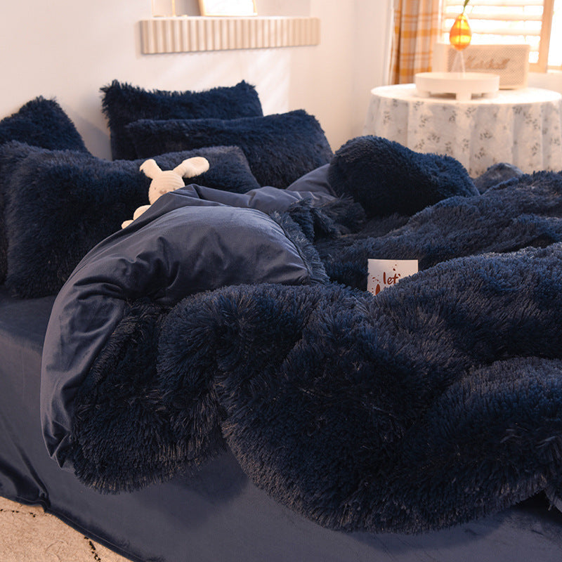 Mink velvet crystal velvet four-piece bedding Pi-Mart