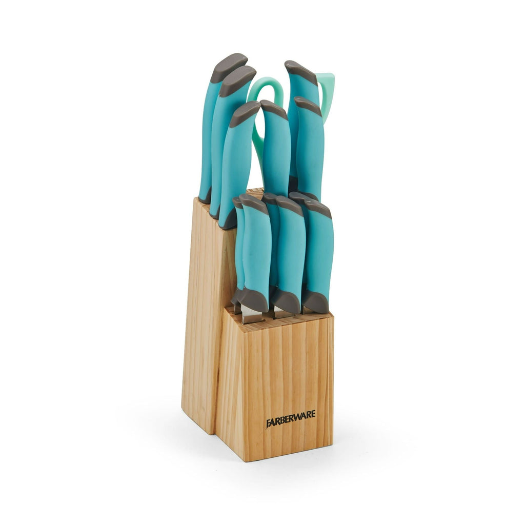 Farberware Classic 14-piece Stamped Soft Grips Aqua and Gray EasyOptionXY LLC