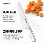 Farberware 5152497 15-Piece High-Carbon Stamped Stainless Steel Kitchen Knife Set with Wood Block, Steak Knives, Razor-Sharp, Black EasyOptionXY LLC