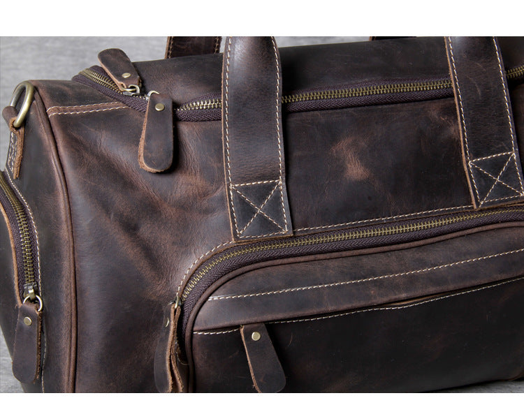 First layer leather big travel bag