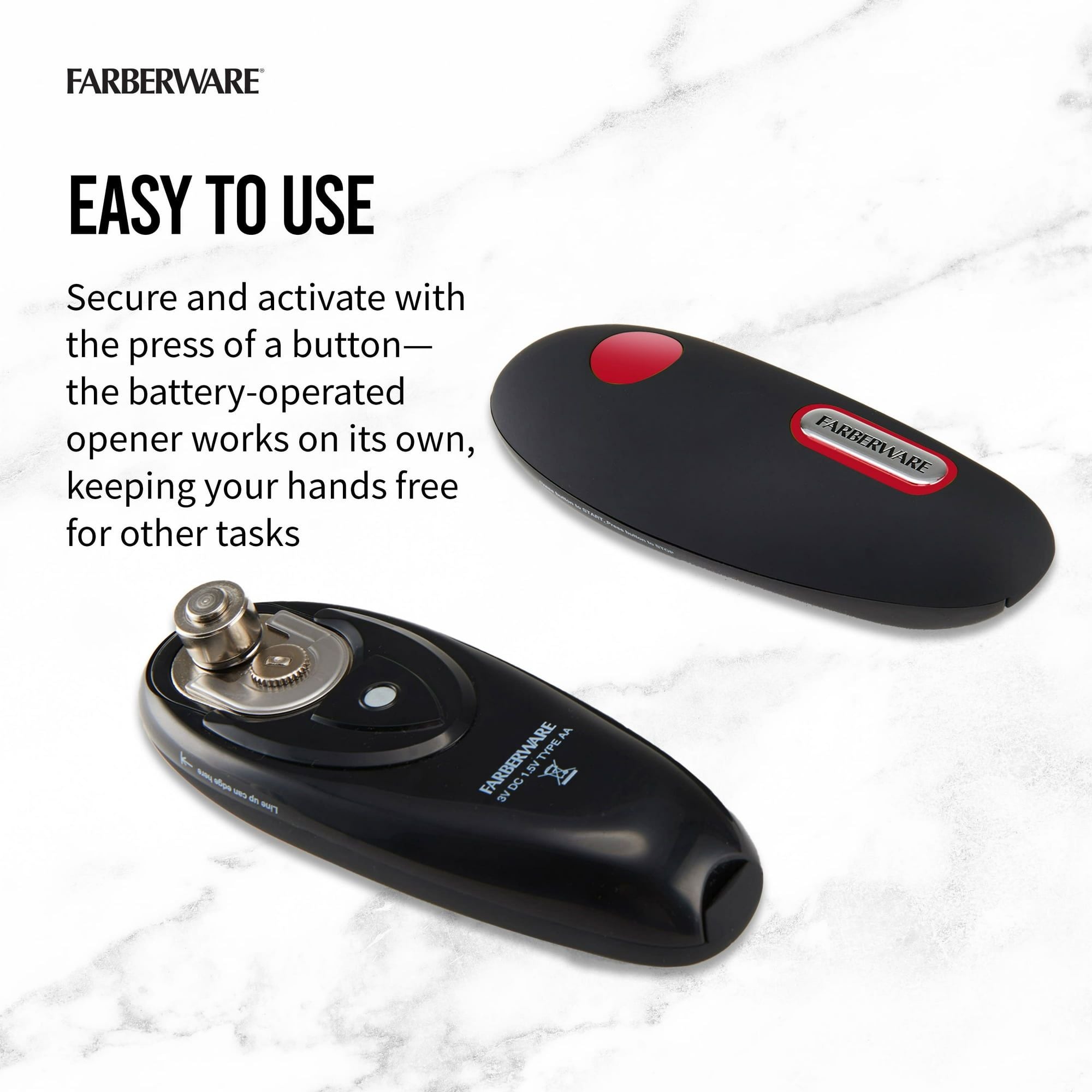 Farberware Hands-Free Battery-Operated Black Can Opener in Red EasyOptionXY LLC