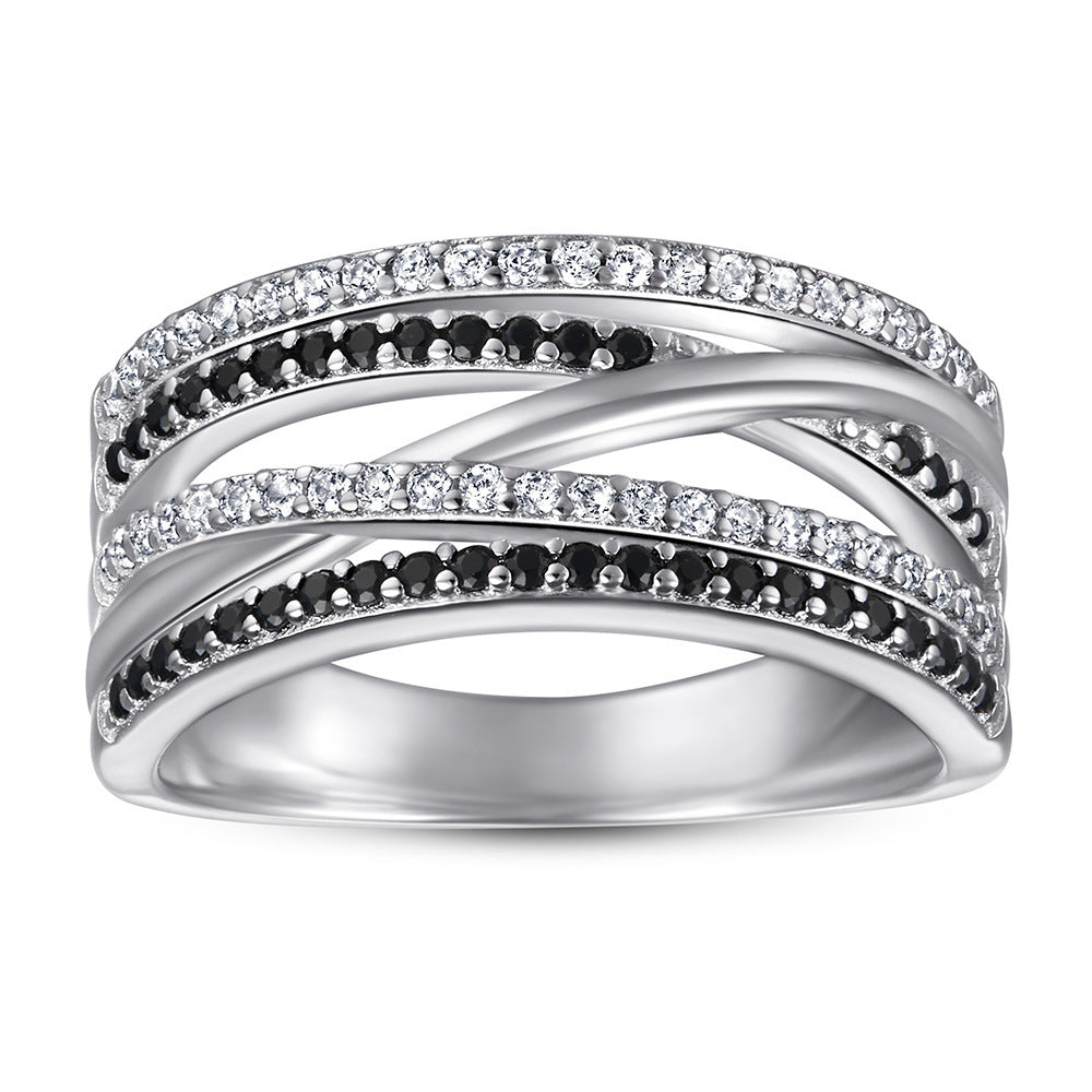 Women's Fashion Wide Cross Ring In Sterling Silver Pi-Mart