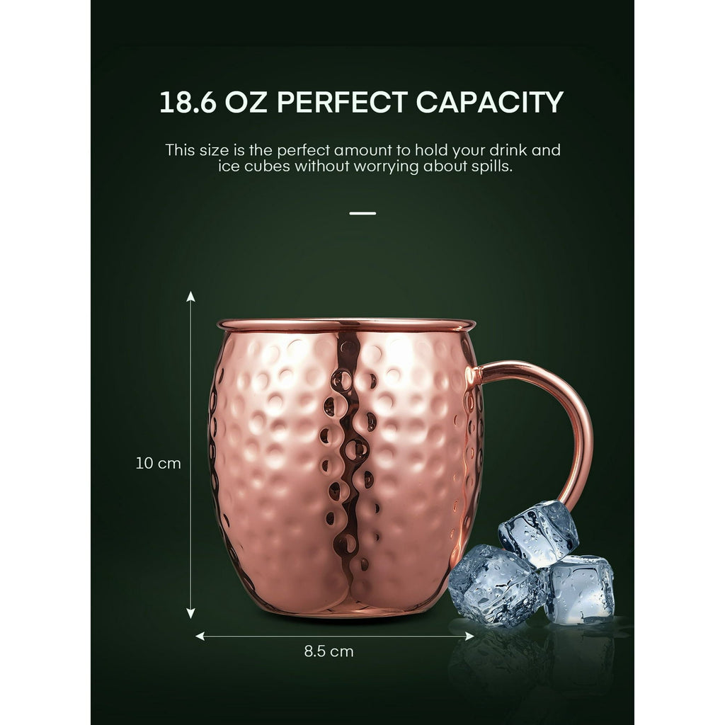 Moscow Mule Copper Mugs Set of 4, 100% Handcrafted, Large Size 19 ounces EasyOptionXY LLC