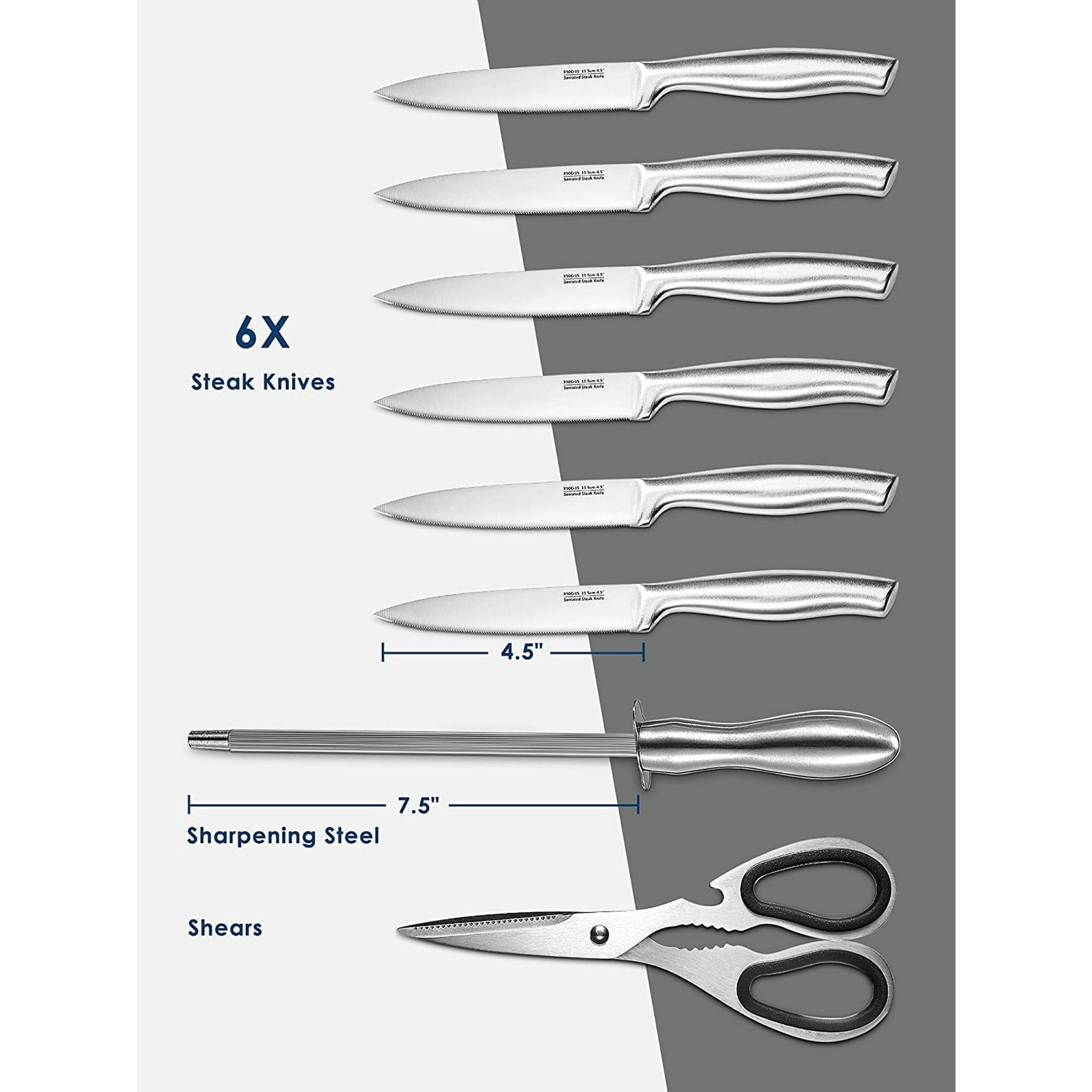 Stainless Steel Knife Set, 17 Pieces Kitchen Knife Set, Super Sharp Chef Knife Set with Acrylic Stand and Serrated Steak Knives EasyOptionXY LLC