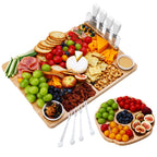 Hecef 17 in Bamboo Cheese Board and Knife Set, 13-Piece Large Charcuterie Serving Tray Platter, for House Warming, Party EasyOptionXY LLC