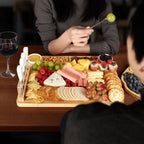 Hecef 17 in Bamboo Cheese Board and Knife Set, 13-Piece Large Charcuterie Serving Tray Platter, for House Warming, Party EasyOptionXY LLC