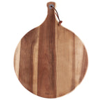 Hecef 12in Round Charcuterie Board with Handle, Acacia Wood Cutting Board Cheese Serving Tray for Pizza Fruits Cheese Bread EasyOptionXY LLC