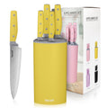 Hecef Knife Set, 5 Pieces Kitchen Knives with Universal Knife Block, Stainless Steel Blade with Triple-Rivets PP Handle EasyOptionXY LLC