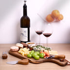 Hecef Upgrade Larger Cheese Board Set of 4, Acacia Wood Charcuterie Serving Plate with Knife Set EasyOptionXY LLC