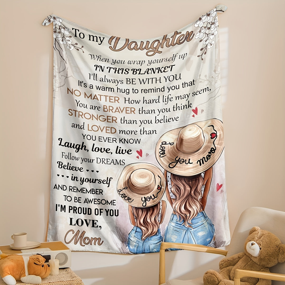 1pc Flannel Blanket, To My Daughter From Mom Blanket, Warm Cozy Soft Throw Blanket For Couch Bed Sofa Lootquake LLC