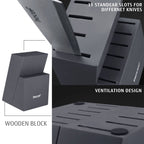 Hecef 12 Pcs Kitchen Knife Set with Wooden Block, Steak Knives, Stainless Steel Essential Chef Knife Set EasyOptionXY LLC