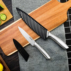 Hecef 5 PCS High Carbon Stainless Steel Kitchen Knife Set with Ergonomic Handle and Blade Covers