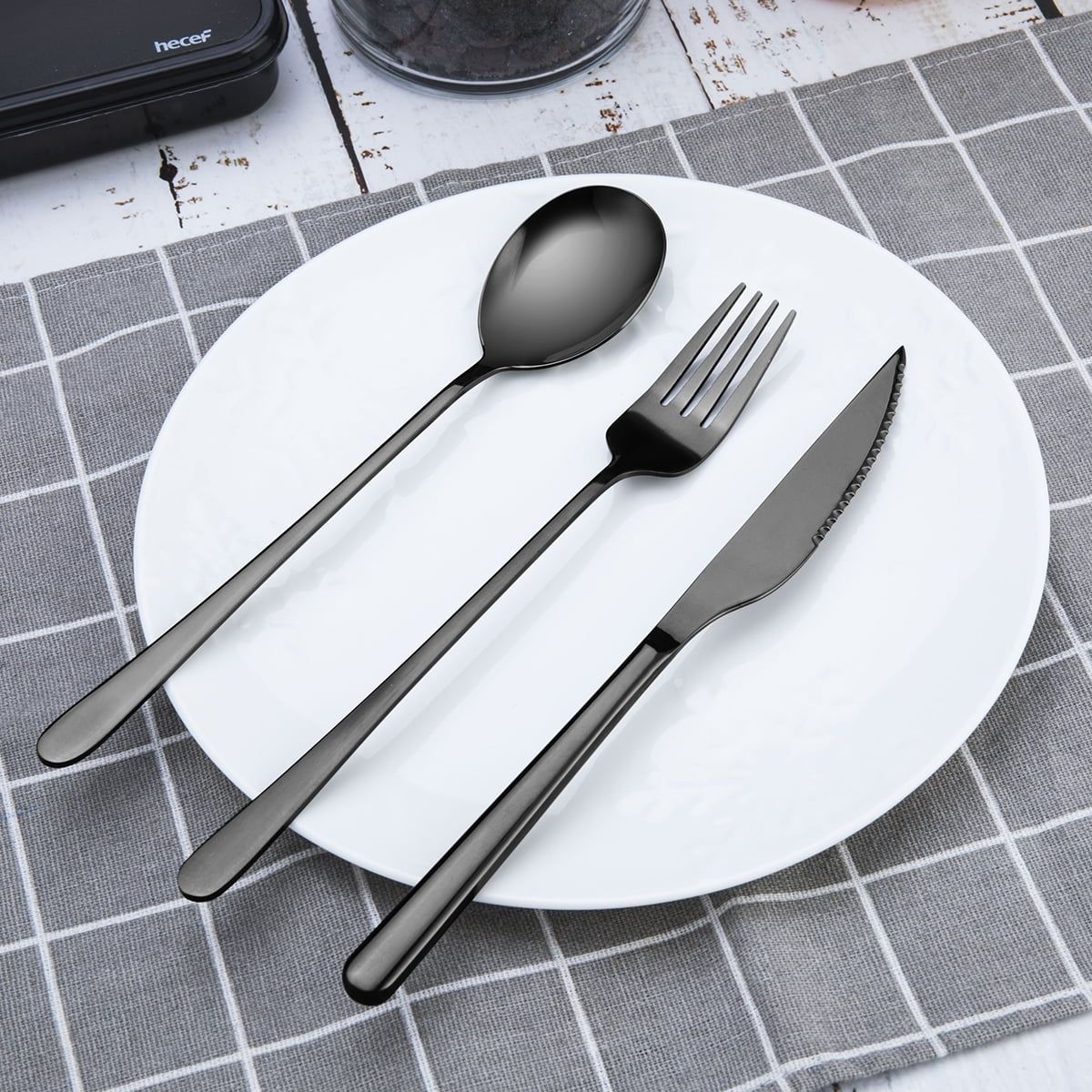Hecef 10 Pcs Portable Cutlery Set with Mesh Bag, Stainless Steel Reusable Travel Camping Utensils Flatware Set EasyOptionXY LLC