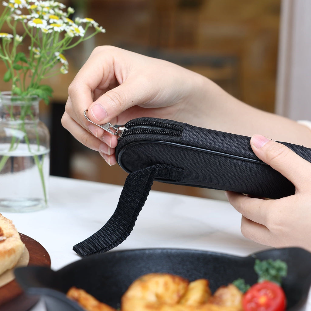 Hecef 10 Pcs Portable Cutlery Set with Mesh Bag, Stainless Steel Reusable Travel Camping Utensils Flatware Set EasyOptionXY LLC