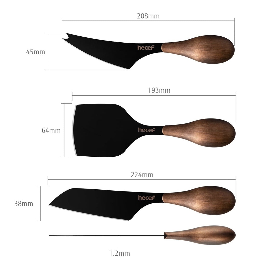 Hecef Cheese Knife Set, Retro Design Multipurpose Stainless Steel Cheese Cutter Slicer Spreader 3 Pieces EasyOptionXY LLC