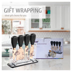 Hecef 5 PCS Cheese Knife Set with Acrylic Stand, Stainless Steel Cheese Slicer with PP Handle EasyOptionXY LLC