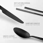 Hecef Portable Travel Cutlery Set, 9 Pcs Black Titanium Plating Reusable Stainless Steel Camping Utensils EasyOptionXY LLC