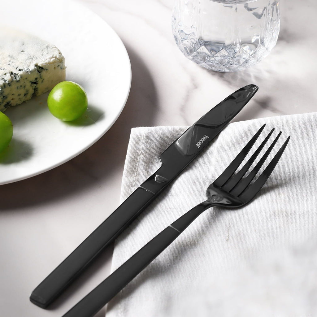 Hecef Portable Travel Cutlery Set, 9 Pcs Black Titanium Plating Reusable Stainless Steel Camping Utensils EasyOptionXY LLC