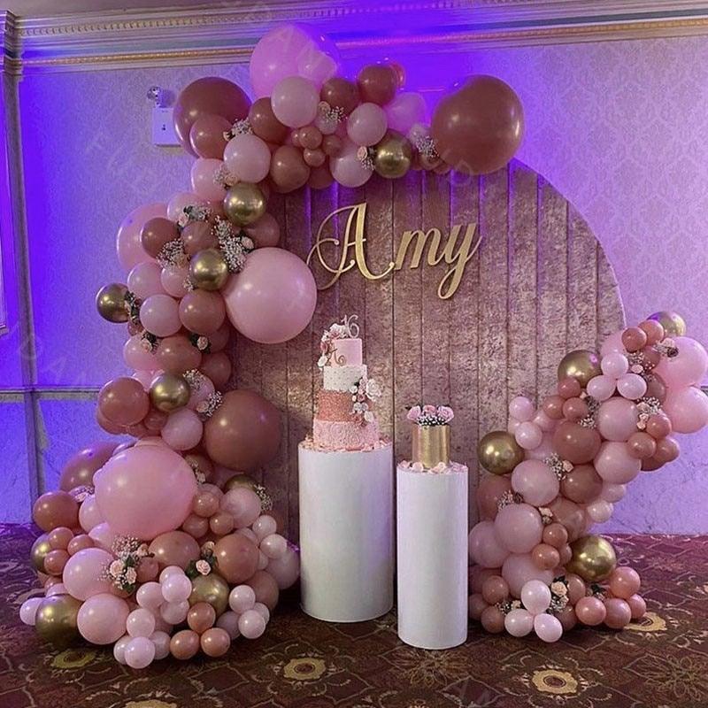 167Pcs Retro Pink Balloons Arch Kit Gold Latex Balloons For Wedding Anniversary Birthday Party Decoration Girl Birthday Party Decoration Stevvex