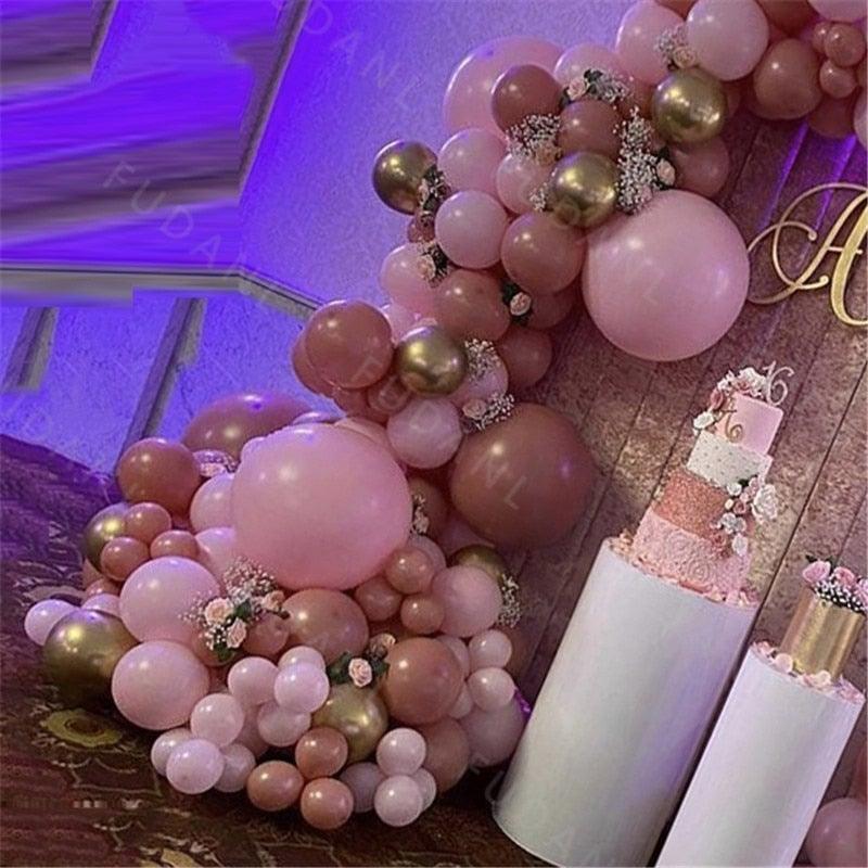 167Pcs Retro Pink Balloons Arch Kit Gold Latex Balloons For Wedding Anniversary Birthday Party Decoration Girl Birthday Party Decoration Stevvex