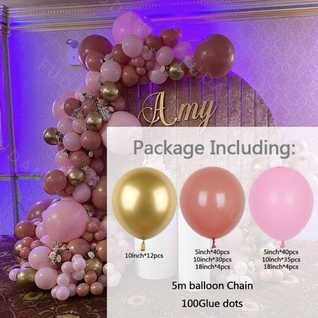 167Pcs Retro Pink Balloons Arch Kit Gold Latex Balloons For Wedding Anniversary Birthday Party Decoration Girl Birthday Party Decoration Stevvex