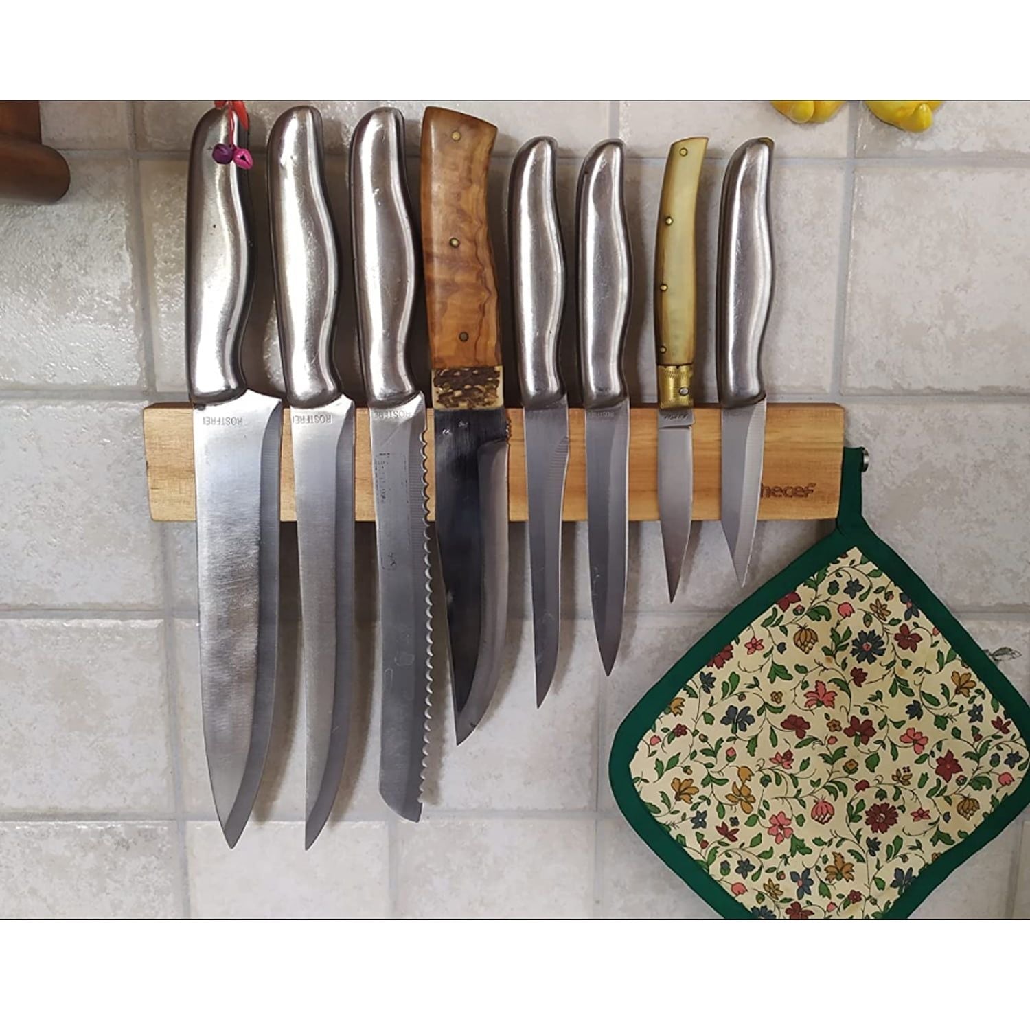 Hecef Magnetic Knife Strip for Wall, Powerful Magnet Wood Knife Bar Kitchen Storage Rack Holder, 12in EasyOptionXY LLC