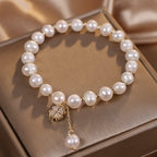 Natural Freshwater Pearl Bracelet Light Luxury Four-leaf Clover Simple Hand Jewelry Pi-Mart