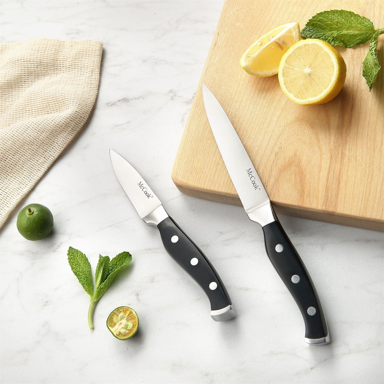 McCook MC65 20 Pieces Knife Block Set Stainless Steel Kitchen Knife Set with Pull-Away Steak Block, Built-in Sharpener EasyOptionXY LLC