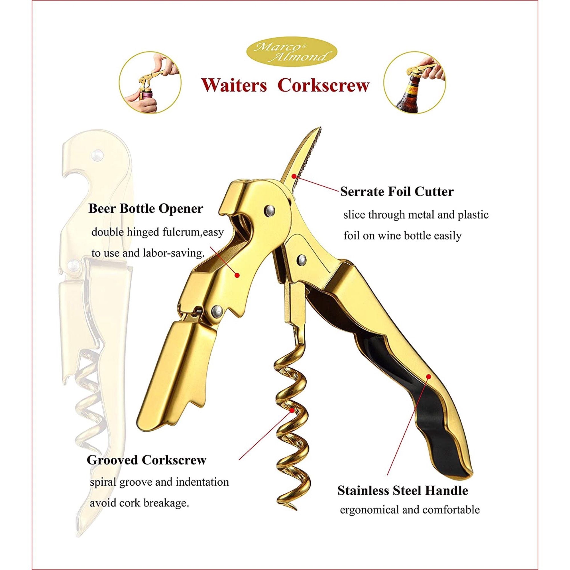 Wine Opener Marco Almond KYA56 Beer Corkscrew Beer Wine Bottle Opener EasyOptionXY LLC