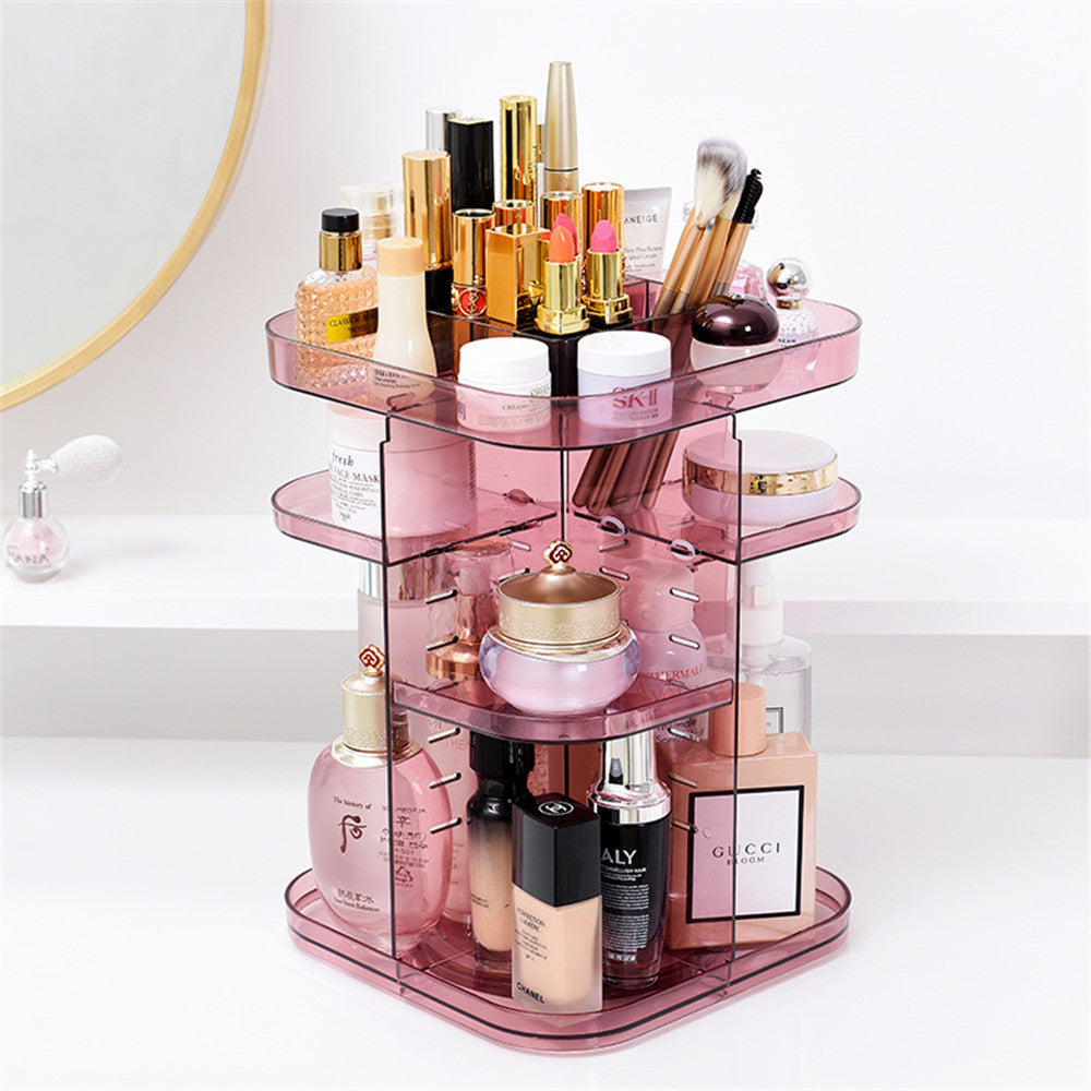 Rotating Acrylic Cosmetic Storage Box Transparent Pi-Mart