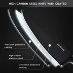 McCook MC21B Black Knife Set, 15 PCS High Carbon One Piece Forged Stainless Steel Kitchen Knife Set, Knife Set with Block and Built-in Sharpener ,6 Pcs Steak Knives EasyOptionXY LLC