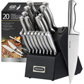 McCook MC69B Knife Sets,20 Pieces German Stainless Kitchen Knife Set with Built-in Sharpener,One Piece Design Knife Set with Block, Black EasyOptionXY LLC