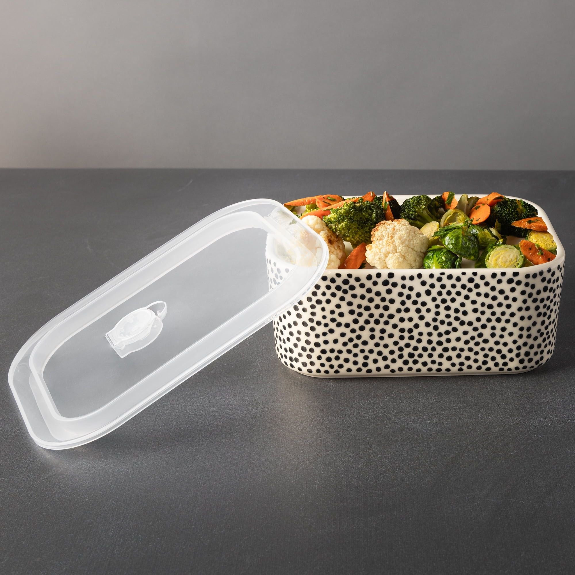 Thyme & Table 4-piece Square Ceramic Baking Dish & Lid Set, Dot EasyOptionXY LLC