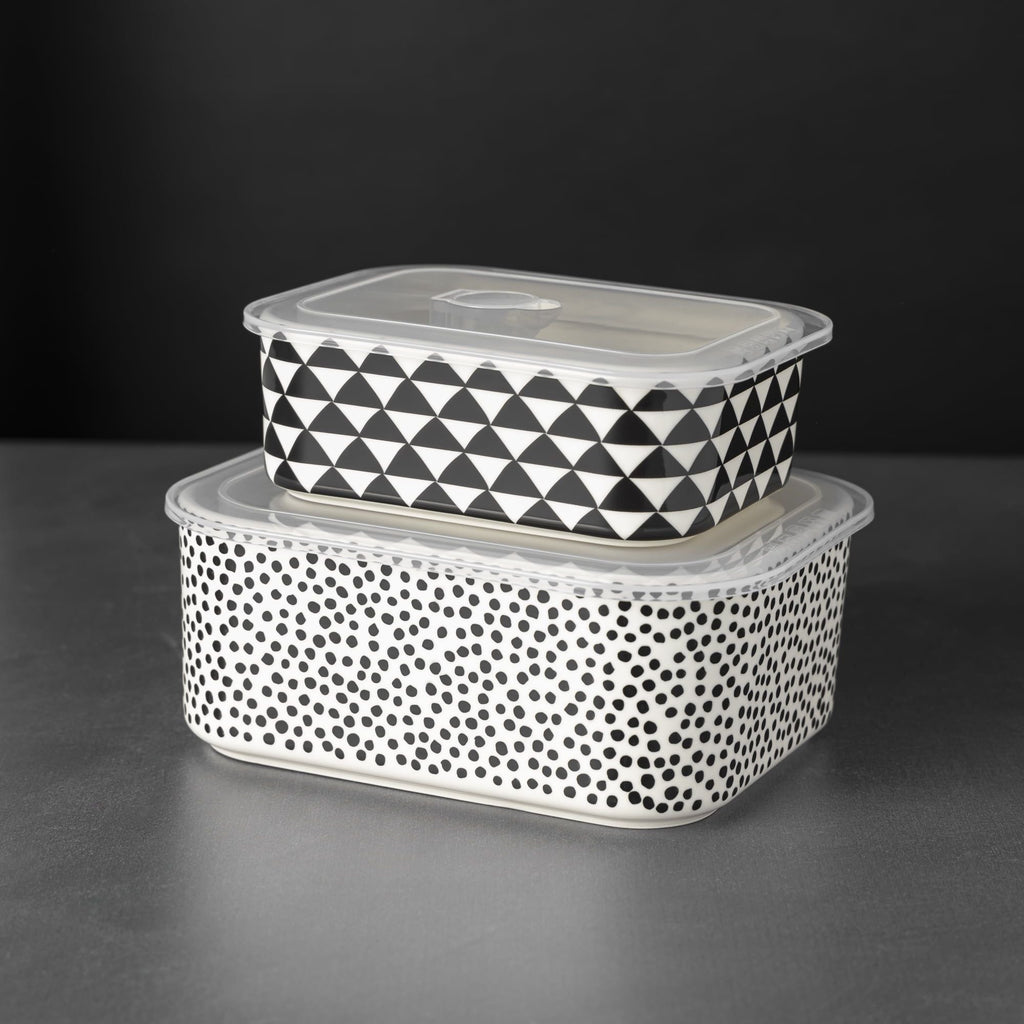 Thyme & Table 4-piece Square Ceramic Baking Dish & Lid Set, Dot EasyOptionXY LLC