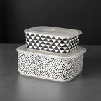 Thyme & Table 4-piece Square Ceramic Baking Dish & Lid Set, Dot EasyOptionXY LLC