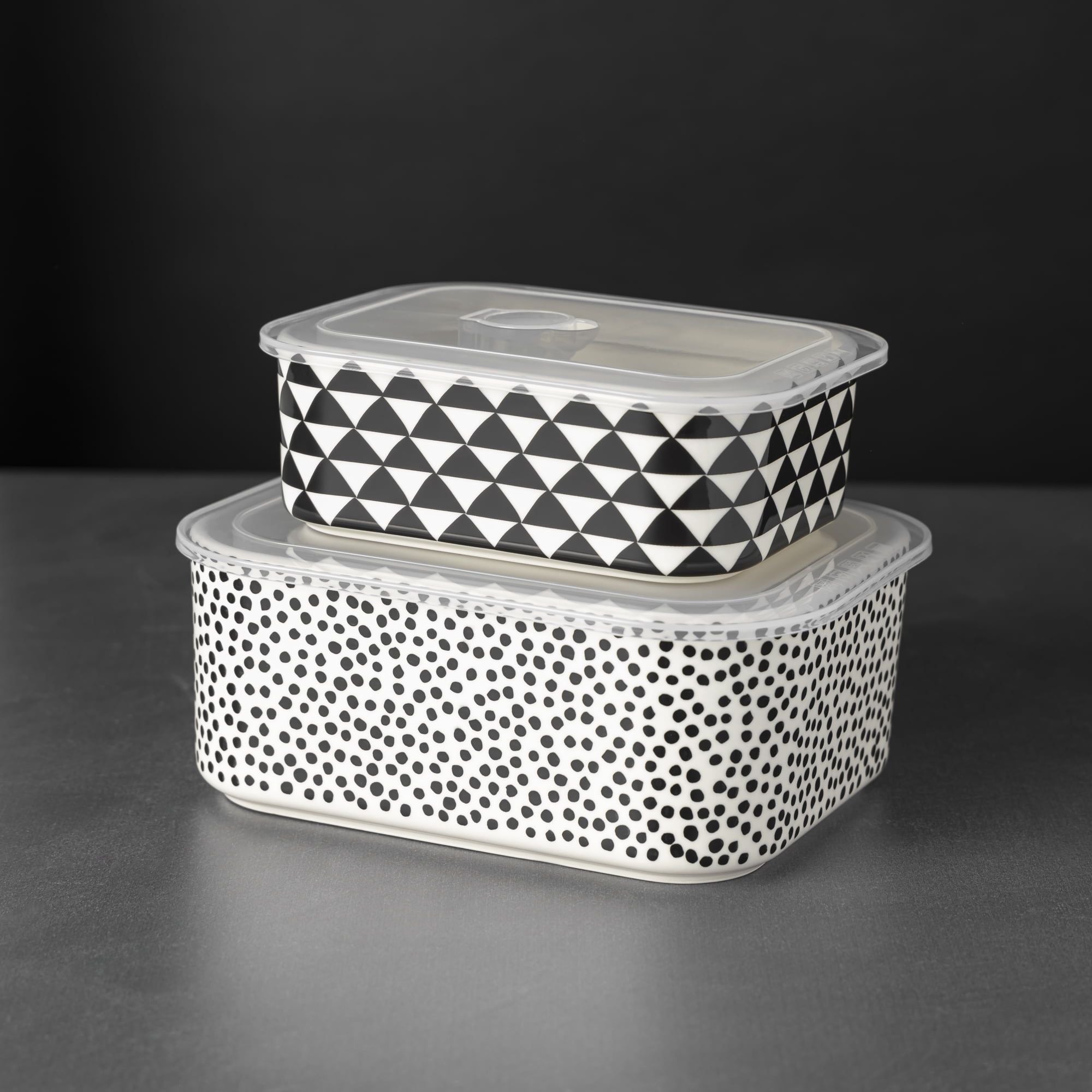 Thyme & Table 4-piece Square Ceramic Baking Dish & Lid Set, Dot EasyOptionXY LLC