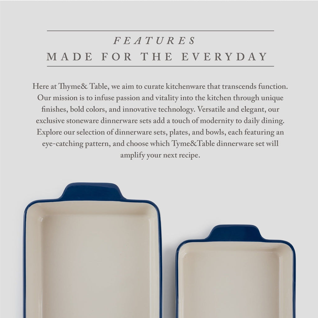 Thyme & Table Stoneware Square & Rectangular Baker, Blue Pattern, 2-Piece Set EasyOptionXY LLC