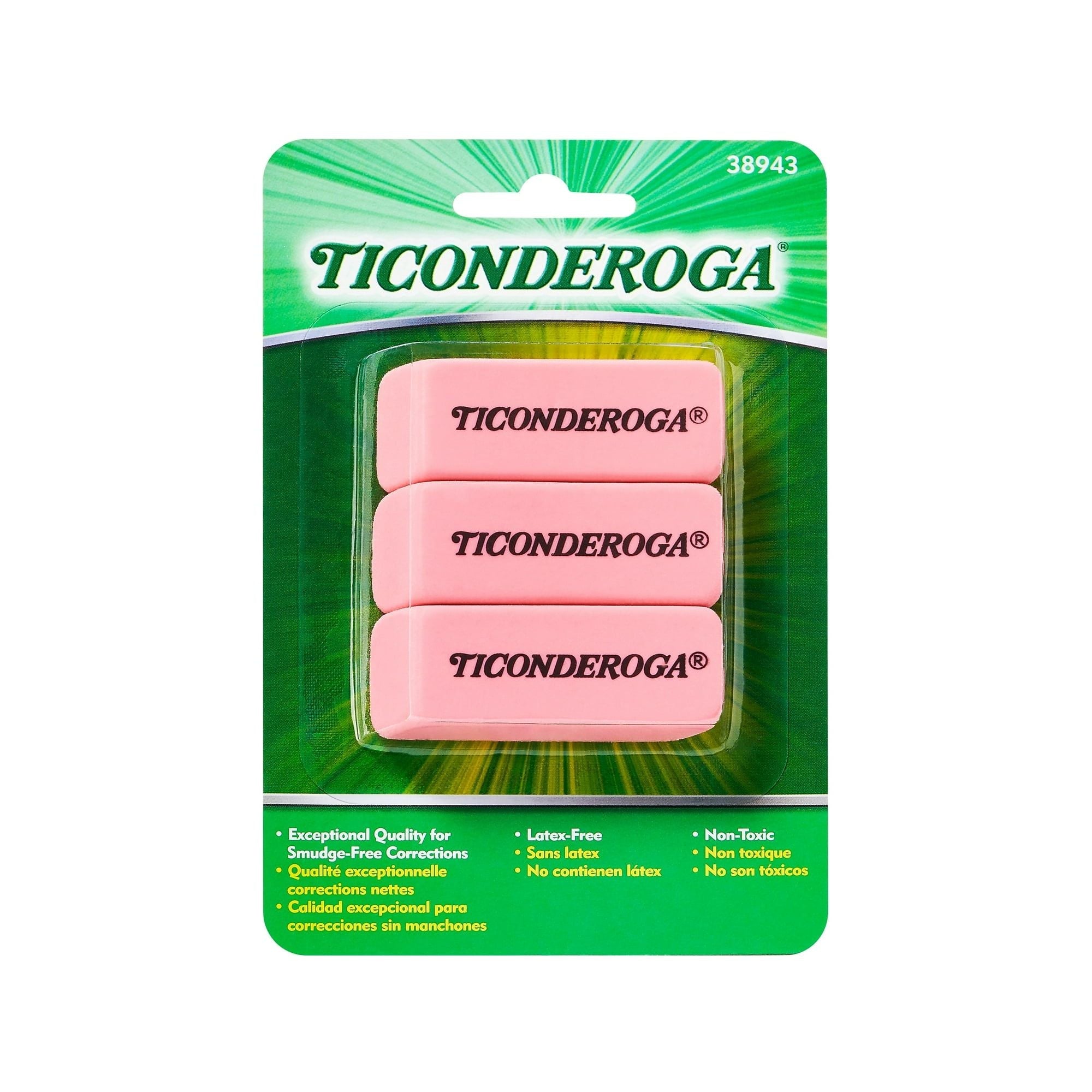 Ticonderoga Wedge Erasers, Pink, 3 Count EasyOptionXY LLC