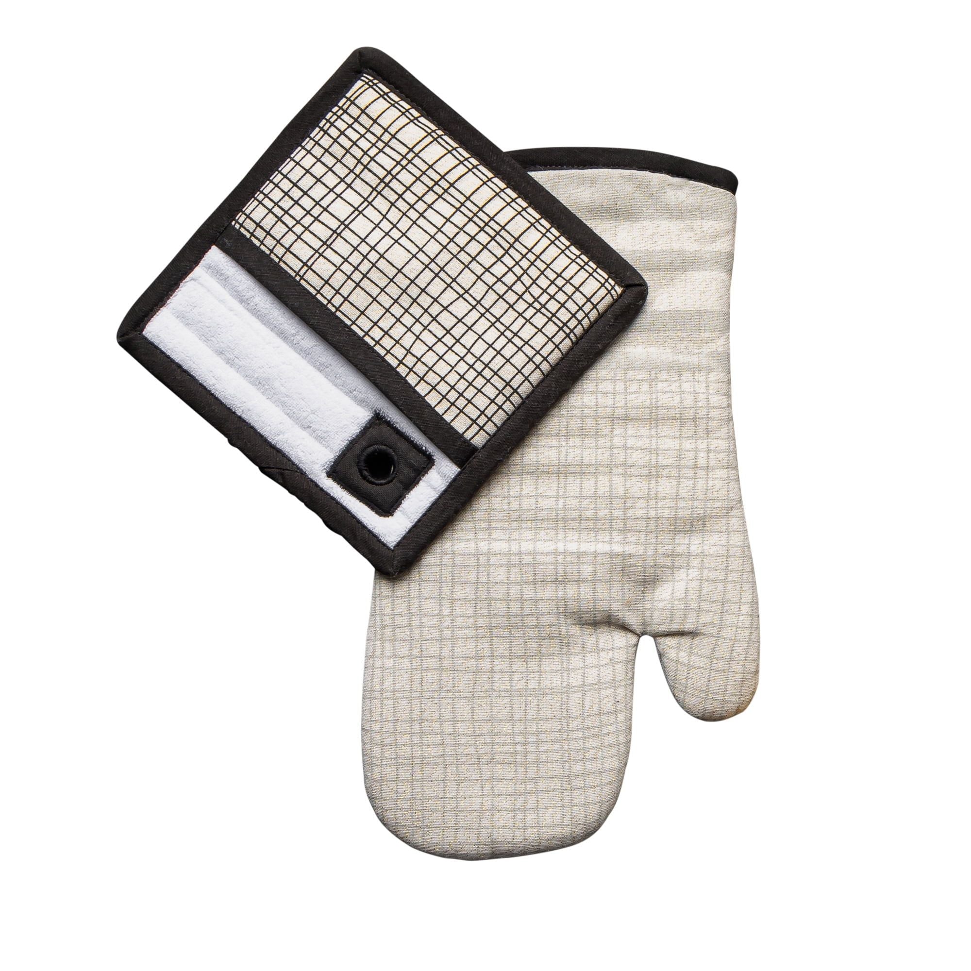 Thyme & Table 2-Pack Kitchen Set Oven Mit and Pot Holder, Crosshatch EasyOptionXY LLC