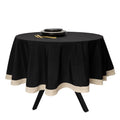 Thyme & Table 102" Tablecloth, Black with Gold Border